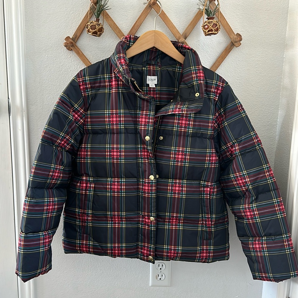 Jcrew Plaid Jacket Puffer